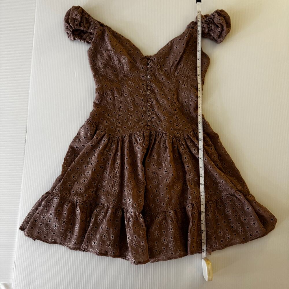 UO Kimchi Blue Eyelet Mini Dress Medium NWT Pink Cottagecore Balletcore Coquette - Picture 7 of 16